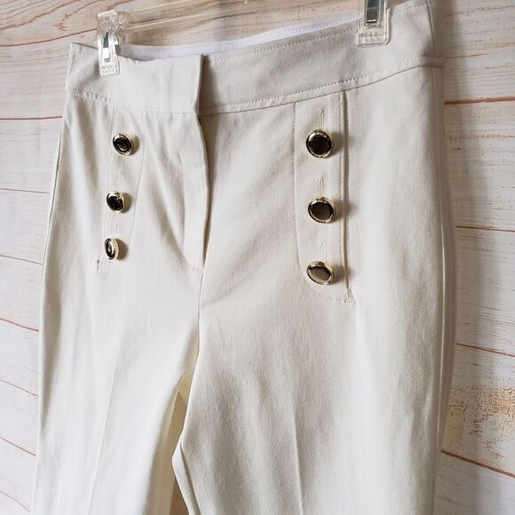 Derek Lam 10 Crosby Cotton Elastane Straight Leg Stretch Pants Size 8 Soft White - Picture 3 of 8